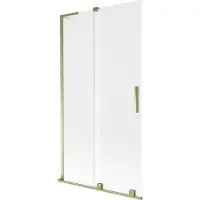 Mexen Velar L badwandpaneel 2-delig schuifbaar 100 x 150 cm, ijsbloem, goud - 896-100-003-31-50
