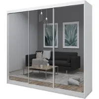 MargaretHadas24 240 cm kledingkast Darix met spiegel, inclusief 3 schuifdeuren. Schuifdeurkledingkast (kleur: wit)