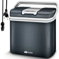 Tillvex Koelbox, elektrisch, 24 liter, mini-koelkast 230 V en 12 V, voor auto, camping, koelt en verwarmt, ECO-modus (grijs)