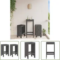 The Living Store Grenoble Hout - Barkrukken - Barkrukken 2 st 40x36x75 cm massief grenenhout grijs - Bruine Barkrukken - Vintage Barkrukken - Industriële Barkrukken