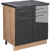 Vicco Keukenonderkast Fame-Line Antraciet Hoogglans 80 cm , WB Antraciet, Model 45637