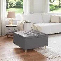 Prolenta Maison Exclusive - Ottomaan met opbergruimte, grijs, 80 x 80 x 45 cm, kunstleer