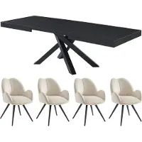 Vente-unique Set tafel CATONAV + 4 stoelen GULSUN - Zwart en beige