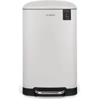 ADEVA Les Collectors afvalbak voor de keuken, roestvrij staal, model nr. 828, inhoud 40 liter, met uitneembaar binnenbakje, elegant design, mat afwerking, geruisloze dekselsluiting, wit