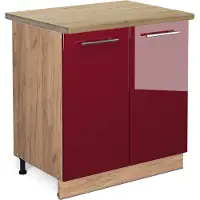 Vicco Fame-Line Wastafelkast – 80 cm, WB Eik Bordeauxrode hoogglans