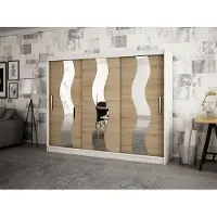 Minio Garderobekast, 250 cm, SEWILLA, mat wit / Sonoma eikenhout