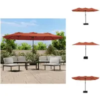 vidaXL Parasol - Parasols - Buitenparasol - Tuinparasol - Parasol dubbel dak 449x245 cm terracottakleurig