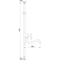 Delabie Keukenkraan Met Handdouche lange F3/4 met draaibare buisuitloop Chroom