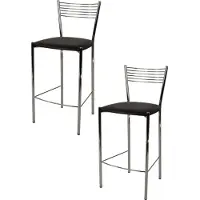 STOCK LINE t m c s Tommychairs - Set van 2 moderne barkrukken ELEGANCE, geschikt voor keuken en eetkamer, met een stevig frame van verchroomd staal en een beklede zitting met kunstleer in de kleur mokka