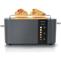 Arendo Toaster LEVEL TOUCH, lange sleuven voor 2 boterhammen, 1000 W, touchscreen met 6 toastinstellingen en timer, broodroosteraccessoire, roestvrijstalen broodrooster, coolgrijs