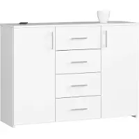 Akord Ladekast K45 met 4 Lades en 2 Deuren / Furniture Factory / Wit / 110 x 80 x 35 cm