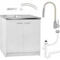 Stamar - Keukenkast 80cm - Afvoer - Mengkraan - Wit