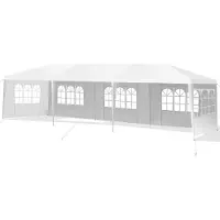 Costway tuinpaviljoen, 3x9 meter, met 5 afneembare zijwanden, UV-bescherming, inklapbaar, wit