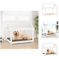 vidaXL Hondenbed, wit, 81x60x70 cm, massief grenenhout - Hondenbedden