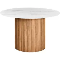 Beliani ALBINA - Ronde eettafel - Wit/Bruin - 120 cm - Hout/Steen