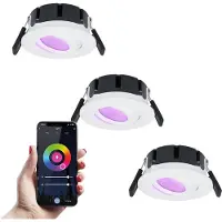 HOFTRONIC™ 3x Smart LED inbouwspots Napels wit 8 Watt RGBWW IP65 kantelbaar WiFi + Bluetooth