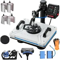 Vevor Heat Press Machine 12x15 Sublimatie Printer Digitaal LED-Display Transferpers 10 in 1 Wit Hittepers met Benodigde Accessoires voor Verstrekt Afbeeldingen op T-shirts/Hoeden/Borden/Bekers/Pennen