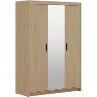 AX Living Storicos 3T: Kleerkast met 3 deuren en spiegel, geolied eikenhout, 133 cm