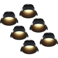 HOFTRONIC™ 6x Finn Dimbare LED inbouwspot - 10 Watt - Plafondspot - 2700K warm wit - 900 Lumen - Binnen & buiten - Verzonken spot - Zwart