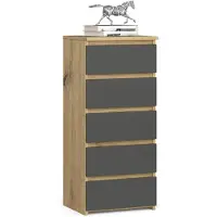 Akord Ladekast CL5 met 5 Lades / Furniture Factory / Artisan Eik - Grafietgrijs / 40 x 92 x 35 cm