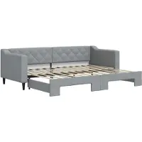 vidaXL Slaapbank met onderschuifbed 80x200 cm stof lichtgrijs