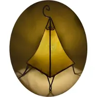 SIMANDRA Oosterse lamp, hennep lamp, Marokkaanse lederen lamp, tafellamp, vloerlamp, piramidevorm, effen kleur, 35-38 cm, geel