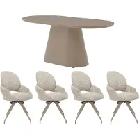 Vente-unique Set van tafel + 4 stoelen VALIANA - Taupe en crème