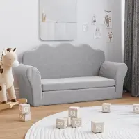Prolenta Maison Exclusive - Kinderslaapbank, 2-zits, lichtgrijs, zachte pluche stof