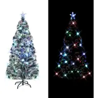 Syfax Voorverlichte kerstboom met standaard en LED 150 cm glasvezel