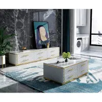AEA Edelstahl Sideboard Leder Marmor Imitation Stein Couchtische 200x40cm Tische