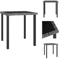 vidaXL Tuin-eettafel, grijs, 70x70x73 cm, polyrotan - Tuintafels