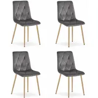 Leobert Set van 4 Eetkamerstoelen LIBRA Donkergrijs – Houtlook Metalen Poten, Modern Velvet Bekleding, Ergonomisch Design, Max. 120 kg