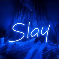 Rosikey USB LED Neon Wandlamp, Blau. SLAY Neonbord, nachtlampje, neonlicht, lichtreclame voor feestjes, bars, gaming, slaapkamers, decoratie voor muren