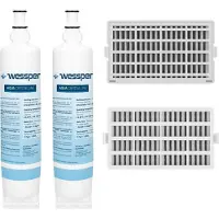 Wessper 2x waterfilter SBS003 + 2x hygiënefilter HYG001 – Set voor whirlpool-/Bauknecht-koelkasten