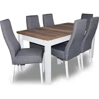 AEA Design Tisch + 6 Stühle Esszimmer Garnitur Stuhl Set Essgarnituren Tische Holz