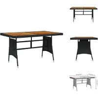 vidaXL Tuintafel zwart, 130x70x72 cm, polyrotan en massief acaciahout - Tuintafels
