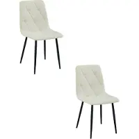 Leobert LIBRA Eetkamerstoelen – Set van 2 – Beige Stof – Zwarte Metalen Poten – Comfortabele Gestoffeerde Zitting – Modern Design – Voor Woonkamer, Keuken en Eetkamer – Max. 110 kg per Stoel