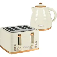 HOMCOM Waterkoker en broodrooster set Kunststof, staal 24,1L x 19,5B x 23,2H cm Beige
