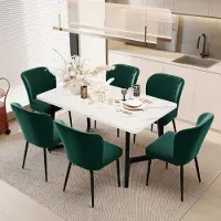 OKWISH Eetkamerstoel – Set Van 6 – Fluweel – Modern En Ergonomisch – Voor Eetkamer, Keuken Of Werkkamer – Groen
