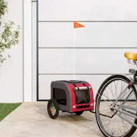 Prolenta Maison Exclusive - Fietsaanhangwagen voor honden, rood en grijs. Gemaakt van Oxford-stof en metaal