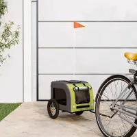 Prolenta Maison Exclusive - Fietsaanhanger voor honden, groen en grijs. Gemaakt van Oxford-stof en metaal