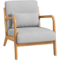 HOMCOM -Accentstoel-61x78x76cm-Fluwelen (100% polyester)-Lichtgrijs