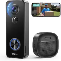 Boifun Video Doorbell J7 - 2K HD - Battery - Easy Installation - Night vision - AI-Mensdetectie & Waarschuwing - No Subscription Fees