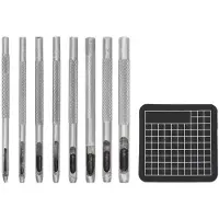 BOTC Holle Perforators - 9-delige - Leerponsen (3 mm ~ 1,5 mm) - inclusief gratis Snijmat - Zilver