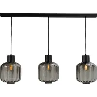 Masterlight Eetkamer hanglamp Lett lll 28 3-lichts zwart met smoke glas