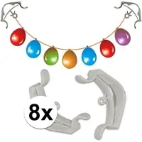 Haza Ophangsysteem klemmen - 8x stuks - voor slingers/ballonnen - Hoekklemmen - kunststof