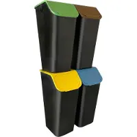Practic Bini - Prullenbak / afvalscheidingsbakken / Scheidingsprullenbakken - Set van 4 stuks 4x35l - Zwart
