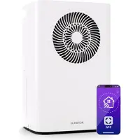 Klarstein CircleDry 16L Smart Luchtontvochtiger, Wifi-app-bediening, Stil 45 dB, 24h timer, Continue afwatering, Vochtigheidsregeling, Draagbaar voor woon- & kantoorruimtes van 30–40m²