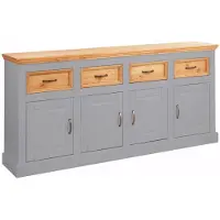 Loft 24 Selma Dressoir met 4 Deuren en 4 Lades - Massief Grenenhout - 192 cm Grijs