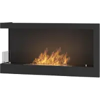 SOLOLED Corner 900 Links: Ingebouwde bioethanolkachel met glas, model SimpleFire